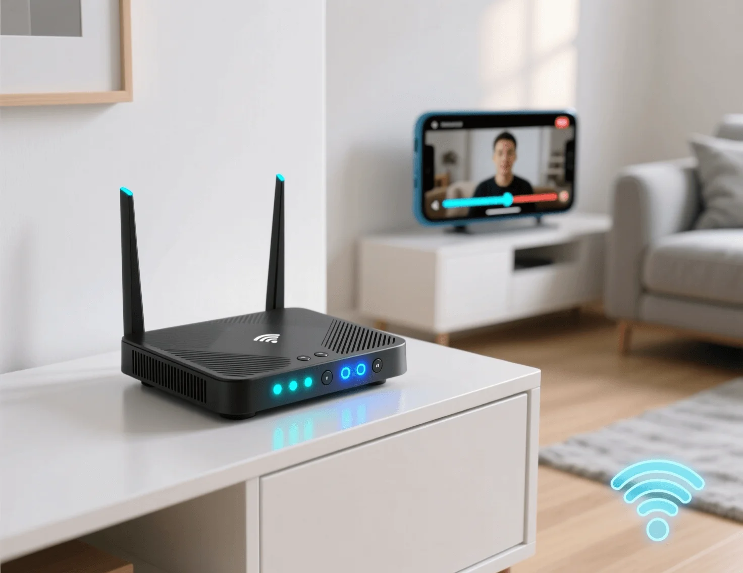Router Wi-Fi com indicadores de ligação para streaming de qualidade