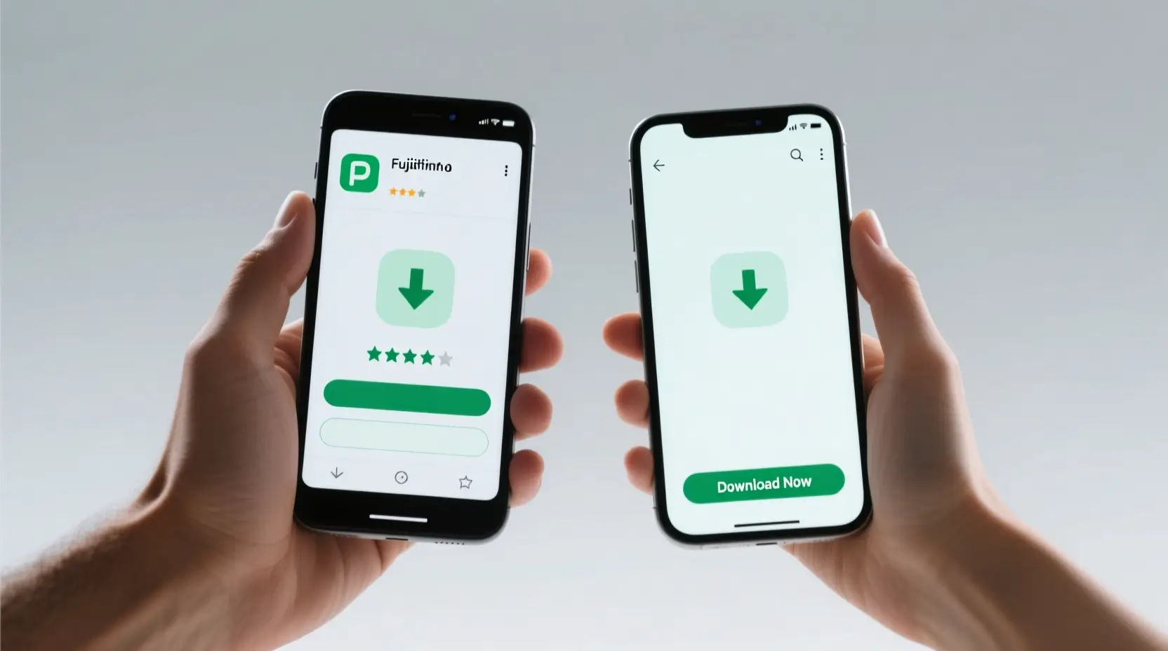 Smartphones Android e iOS com processo de download de apps de apostas