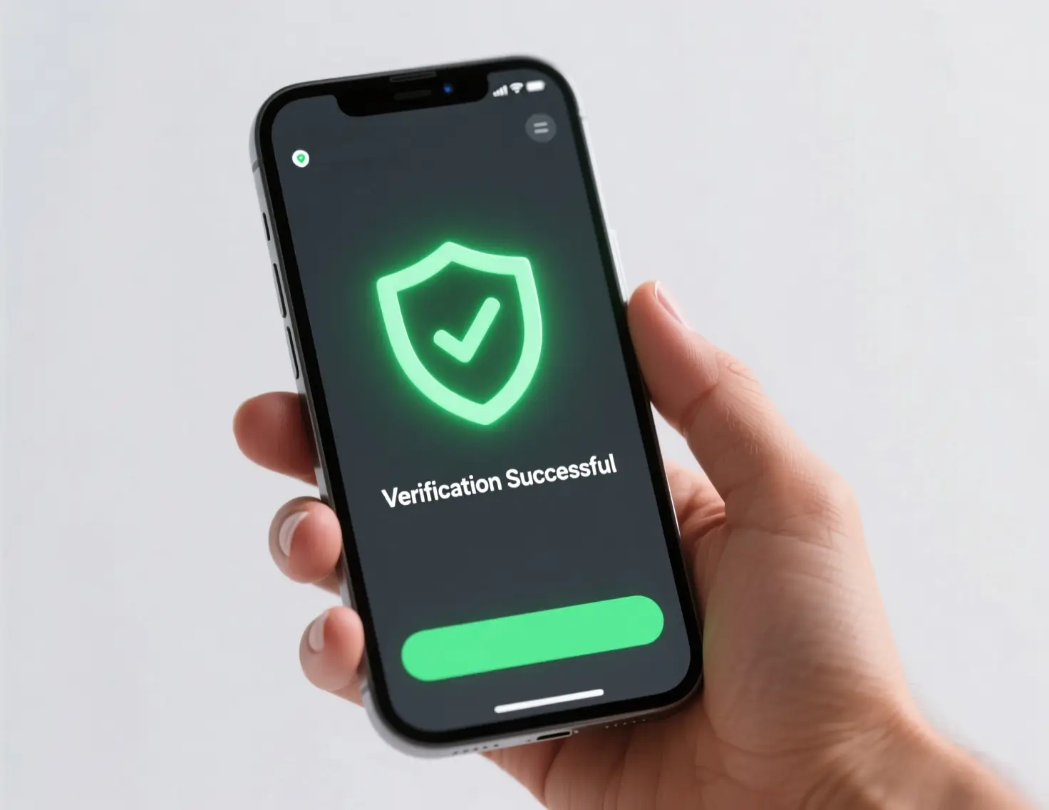 Ecrã de telemóvel com ícone de verificação de segurança e escudo de protecção